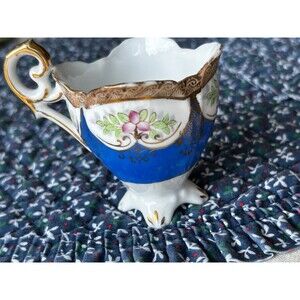 VTG Occupied Japan Porcelain Tea Cup Floral Design W/Gold Trim No Saucer